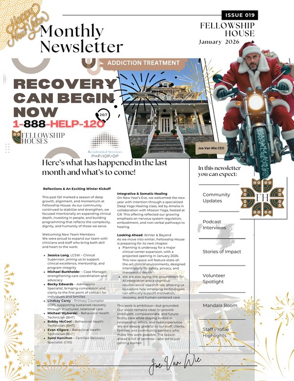Fellowship House monthly newsletter cover, January 2026, issue 019